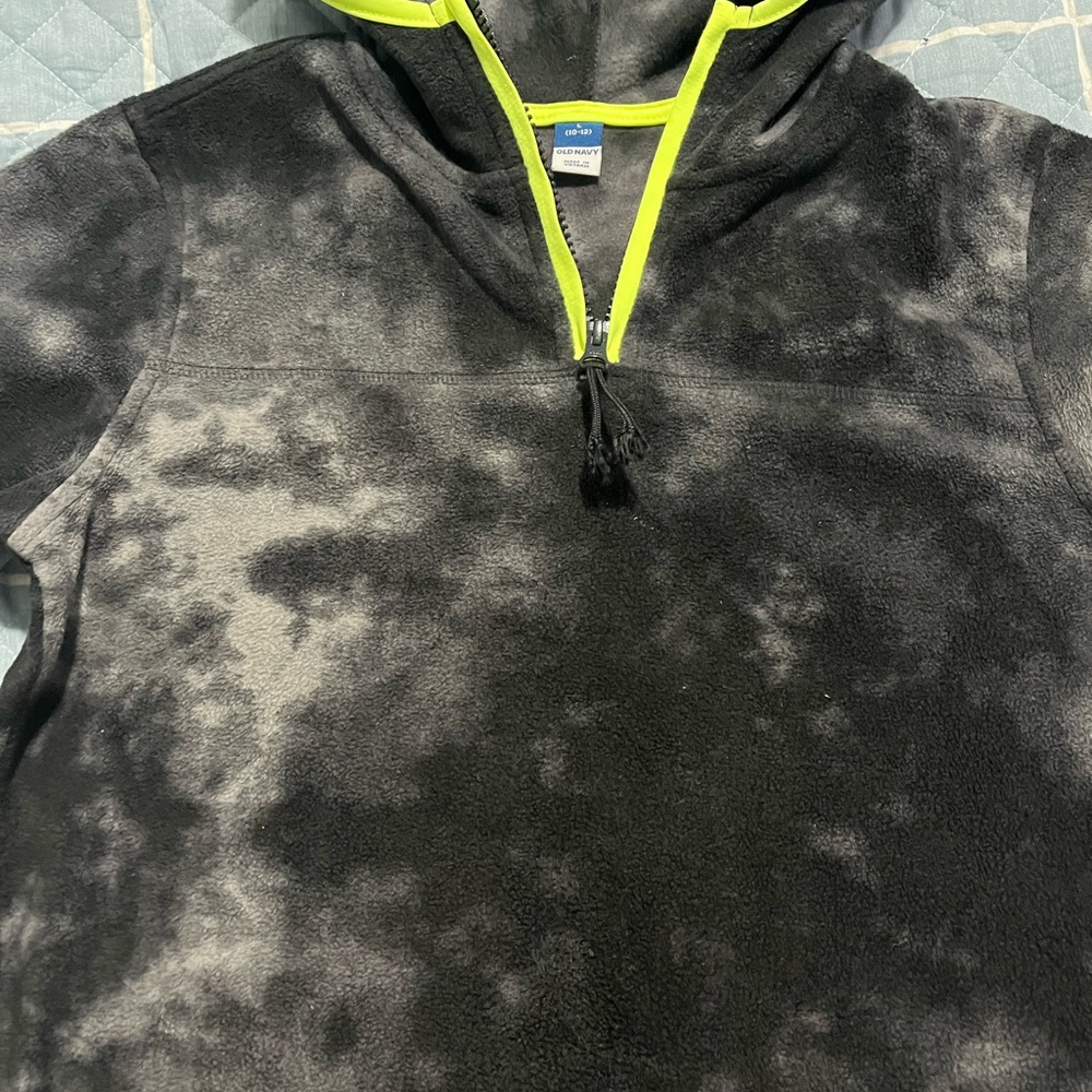 Fleece with hoodie jacket. 1/4 zipper.